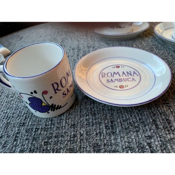 Three Romana Sambuca Espresso Cup & Saucer Set Of 3 Porcelain Collectible White - Picture 2 of 5